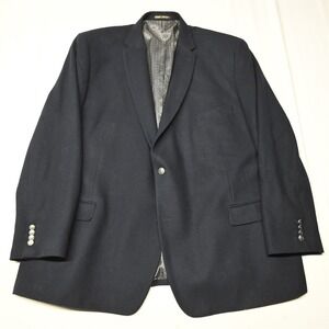 Pierre Laurant 58L Navy Blue Heavy Flannel Wool Mens Blazer Jacket Sport Coat